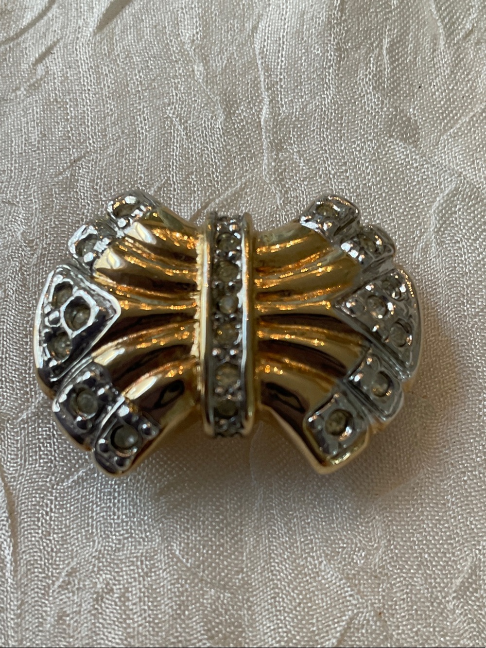 Gold and Silver Rhinestone Bow Necklace Slide - Women Jewelry